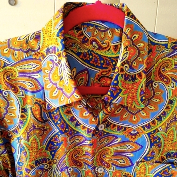 Alan Flusser Other - Alan Flusser Long Sleeve Casual Button Down Cotten Shirt Size Large Boho Retro